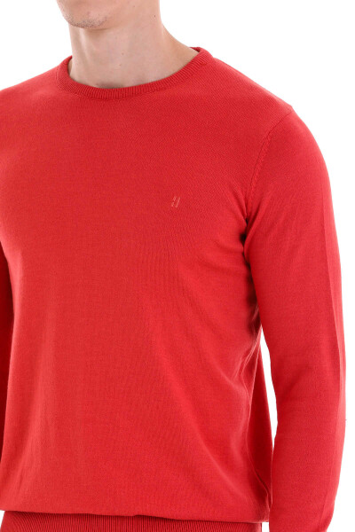 Kiremit Regular Fit Bisiklet Yaka 100% Pamuklu Triko Kazak - 5