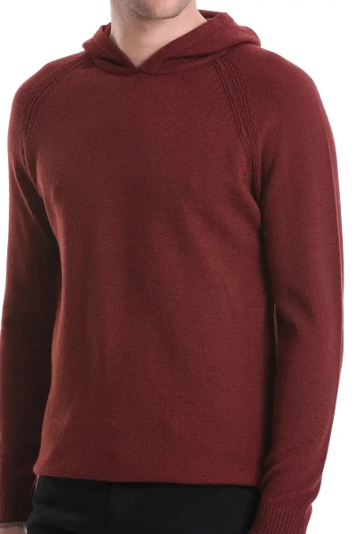 Kiremit Regular Fit Jakarlı Kapüşonlu Kazak - 5