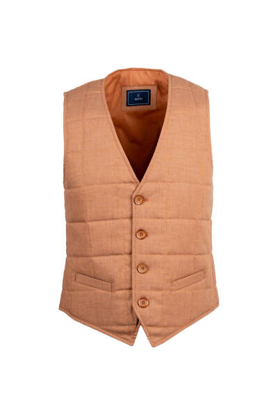 Kiremit Regular Fit V Yaka Kapitone Yelek 