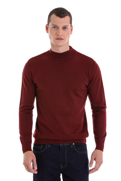 Kiremit Regular Fit Yarım Balıkçı Yaka Yünlü Triko Kazak - 2