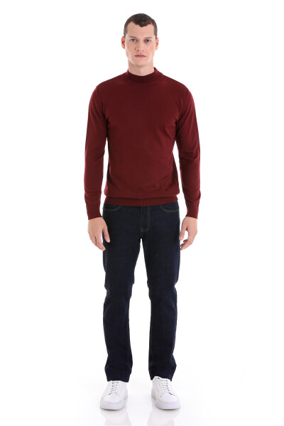 Kiremit Regular Fit Yarım Balıkçı Yaka Yünlü Triko Kazak - 3