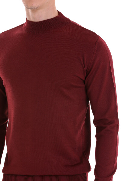 Kiremit Regular Fit Yarım Balıkçı Yaka Yünlü Triko Kazak - 5