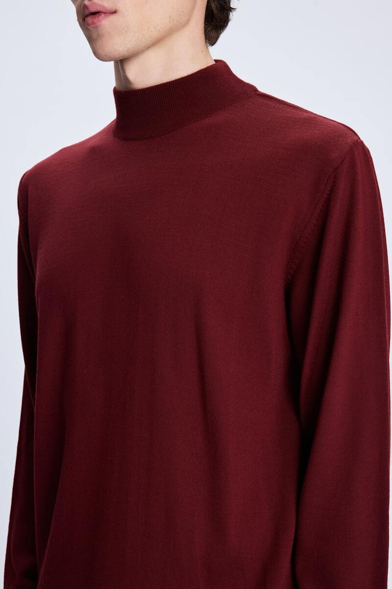 Kiremit Regular Fit Yarım Balıkçı Yaka Yünlü Triko Kazak - Hatemoğlu (1)