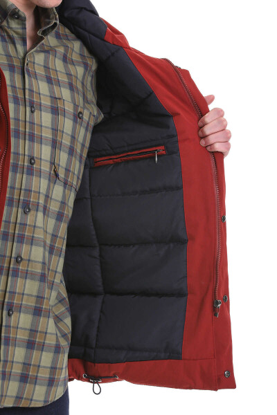 Kiremit Slim Fit Hakim Yaka Kapüşonlu Kaban - 7