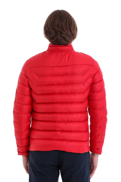 Kırmızı Ekstra Slim Fit Hakim Yaka Şişme Mont - 7