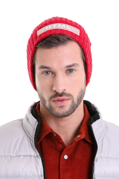 Kırmızı Pamuklu Örgü Bere 