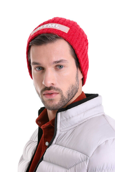 Kırmızı Pamuklu Örgü Bere - 2