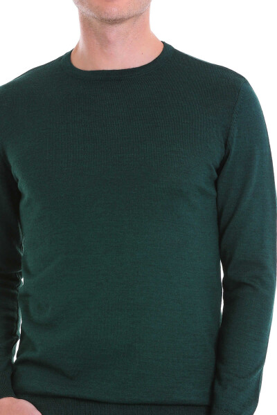 Yeşil Comfort Fit Bisiklet Yaka Yünlü Kazak - 5