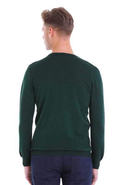 Yeşil Comfort Fit Bisiklet Yaka Yünlü Kazak - 6