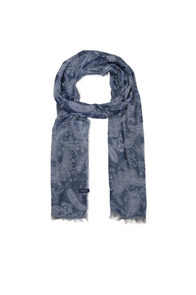 Lacivert Desenli Şal 