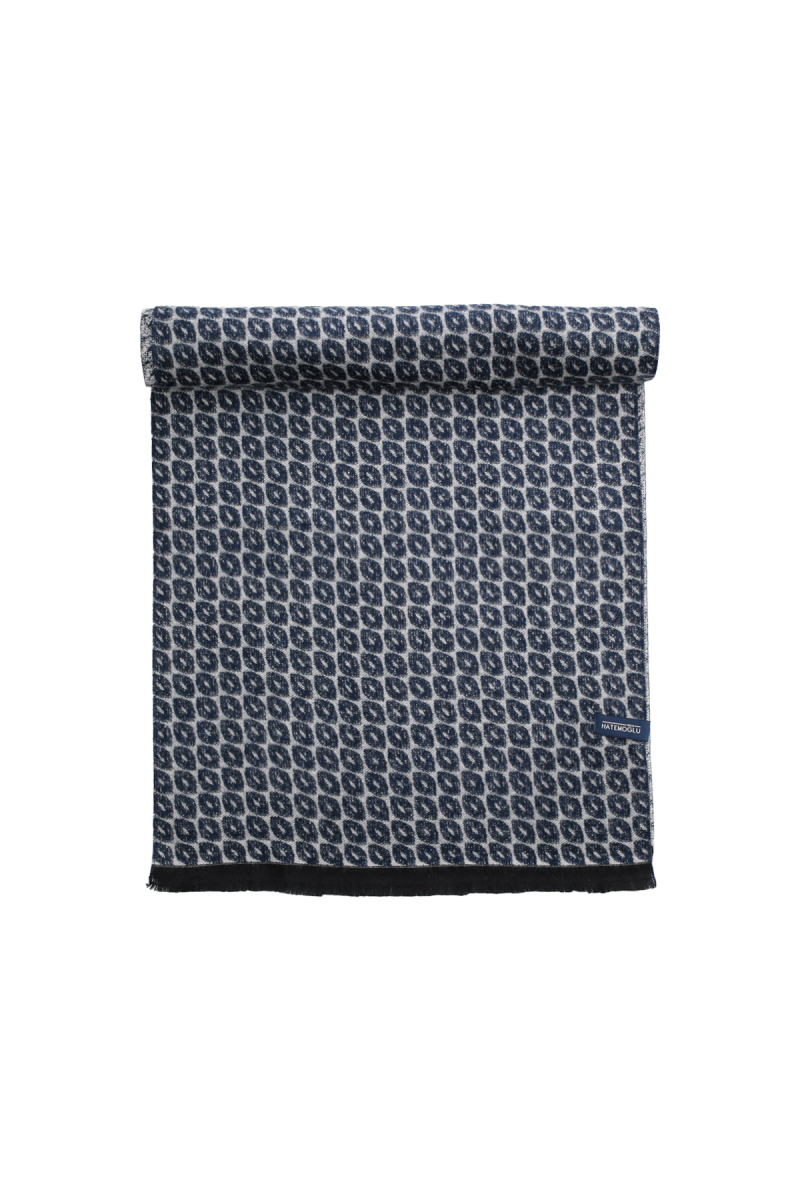 Lacivert-Bej Desenli Atkı - Hatemoğlu (1)