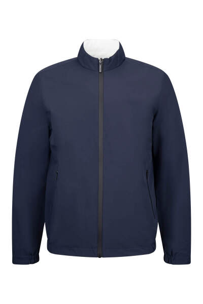 Lacivert - Bej Slim Fit Hakim Yaka Çift Taraflı Mevsimlik Spor Mont - 1