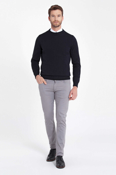 Lacivert Regular Fit Bisiklet Yaka Triko Kazak - 2