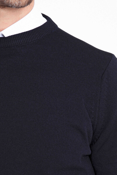 Lacivert Regular Fit Bisiklet Yaka Triko Kazak - 5