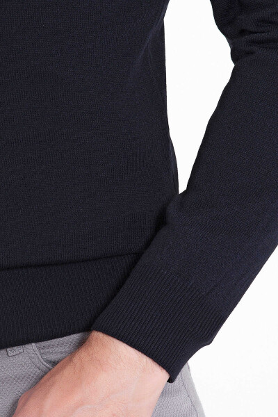 Lacivert Regular Fit Bisiklet Yaka Triko Kazak - 6