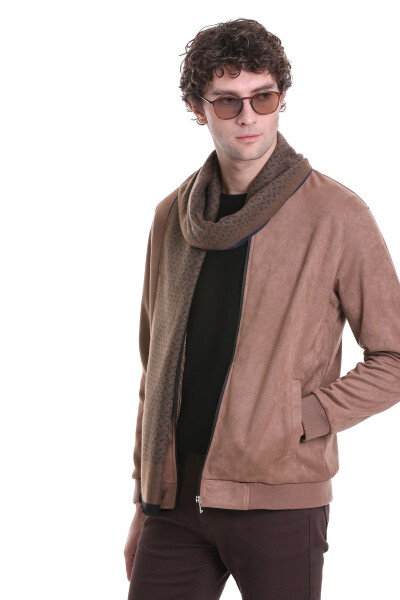 Lacivert - Camel 2 Çift Taraflı Atkı - 2