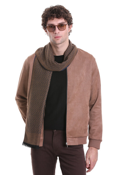 Lacivert - Camel 2 Çift Taraflı Atkı - 3