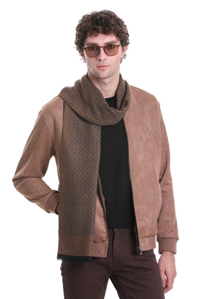 Lacivert - Camel 2 Çift Taraflı Atkı - 4