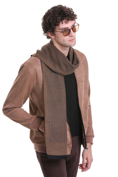 Lacivert - Camel 2 Çift Taraflı Atkı - 5