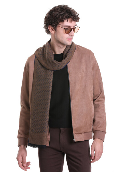 Lacivert - Camel 2 Çift Taraflı Atkı - 6