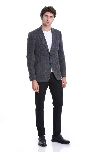 Lacivert Comfort Fit Mono Yaka Klasik Ceket - 2