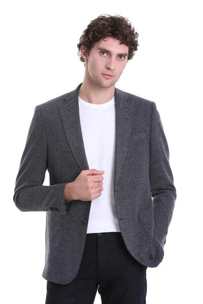 Lacivert Comfort Fit Mono Yaka Klasik Ceket - 5