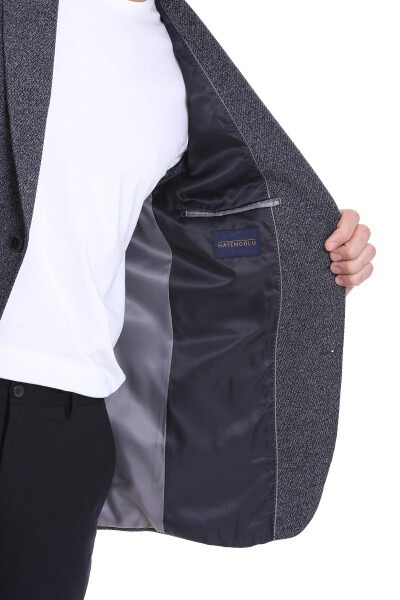 Lacivert Comfort Fit Mono Yaka Klasik Ceket - 7