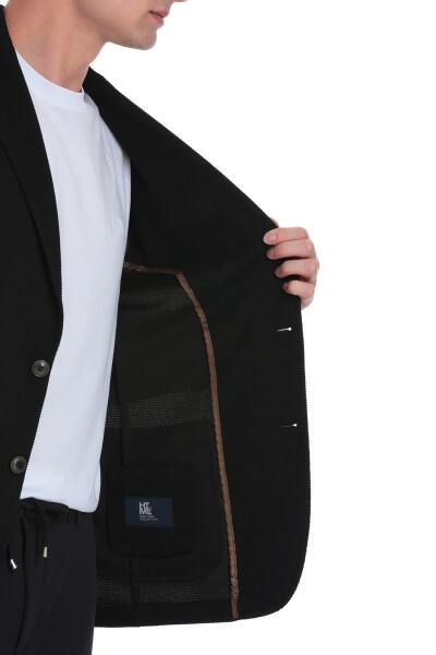 Lacivert Comfort Fit Mono Yaka Klasik Ceket - 4