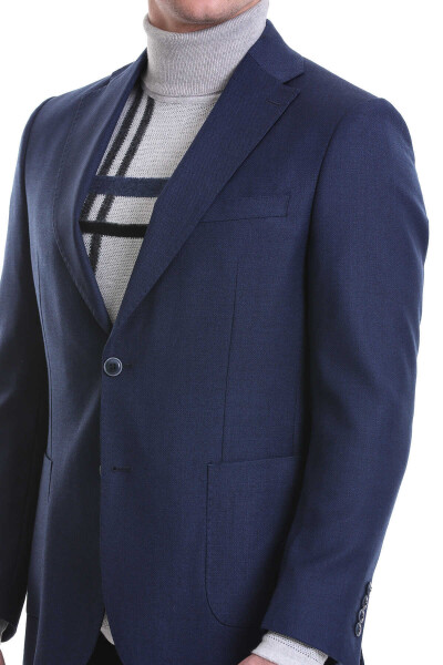 Lacivert Comfort Fit Mono Yaka Klasik Ceket - 6