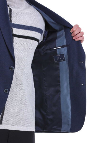 Lacivert Comfort Fit Mono Yaka Klasik Ceket - 7