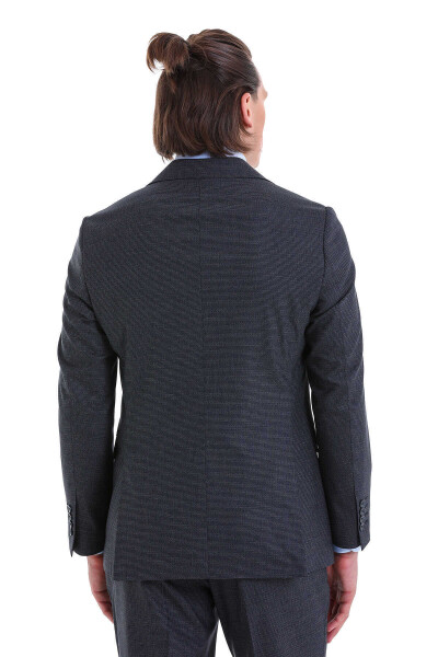 Lacivert Comfort Fit Desenli Mono Yaka Klasik Takım Elbise - 6