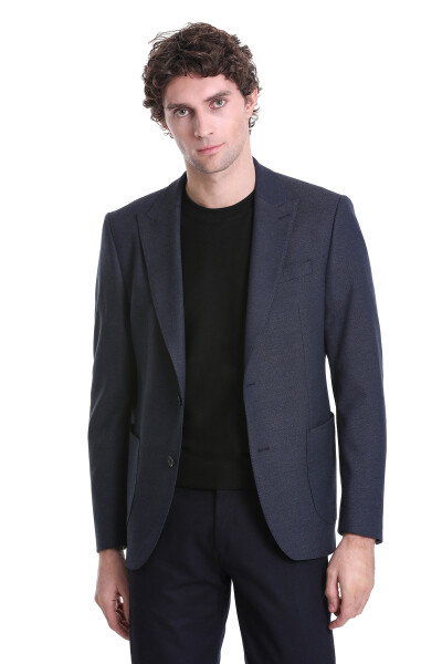 Lacivert Comfort Fit Sivri Yaka Klasik Ceket - 1