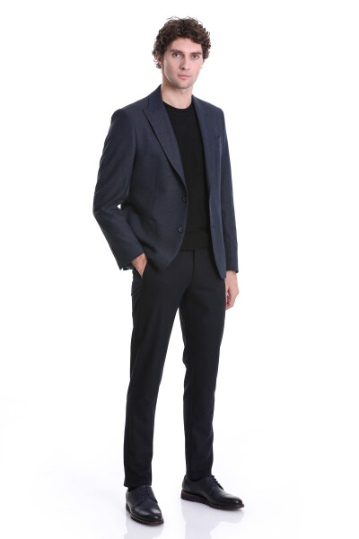 Lacivert Comfort Fit Sivri Yaka Klasik Ceket - 2