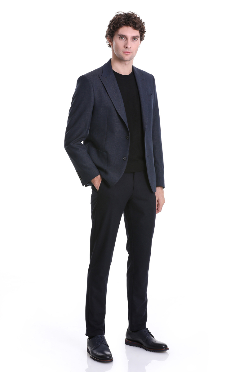Lacivert Comfort Fit Sivri Yaka Klasik Ceket - Hatemoğlu (1)
