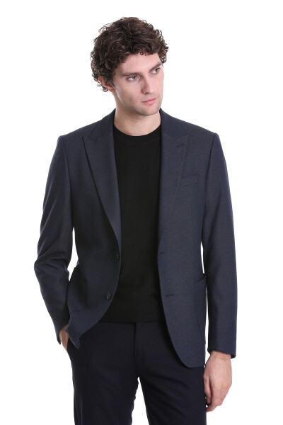 Lacivert Comfort Fit Sivri Yaka Klasik Ceket - 3