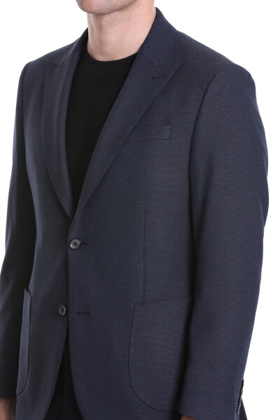 Lacivert Comfort Fit Sivri Yaka Klasik Ceket - 5