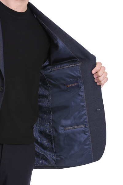 Lacivert Comfort Fit Sivri Yaka Klasik Ceket - 6