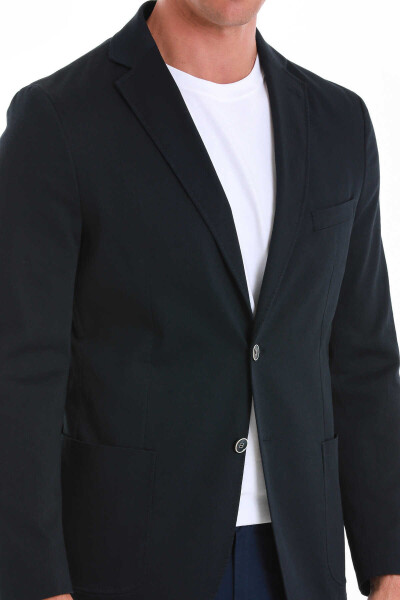 Lacivert Comfort Fit Mono Yaka Klasik Ceket - 7