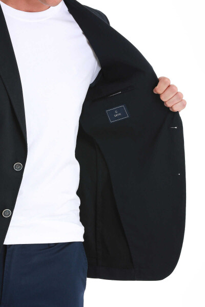 Lacivert Comfort Fit Mono Yaka Klasik Ceket - 8