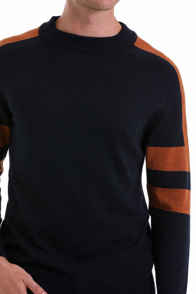 Lacivert Comfort Fit Pamuklu Yarım Balıkçı Yaka Casual Triko Kazak - 5