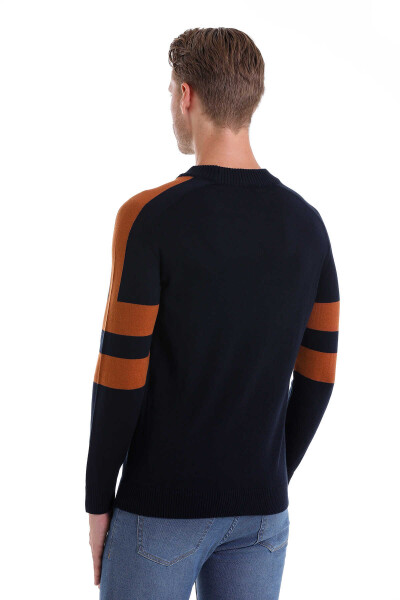 Lacivert Comfort Fit Pamuklu Yarım Balıkçı Yaka Casual Triko Kazak - 6