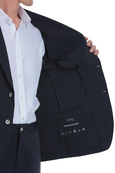 Lacivert Comfort Fit Mono Yaka Casual Takım Elbise - 6