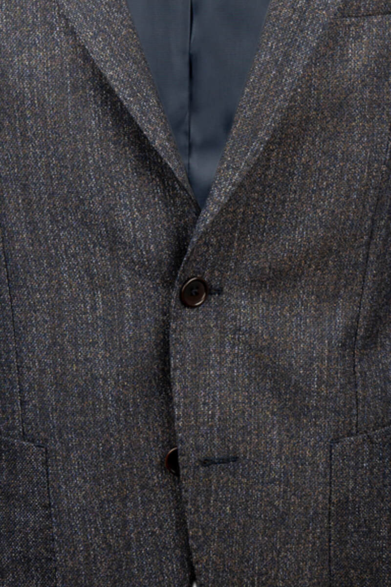 Lacivert Comfort Fit Mono Yaka Desenli Klasik Ceket - Hatemoğlu (1)