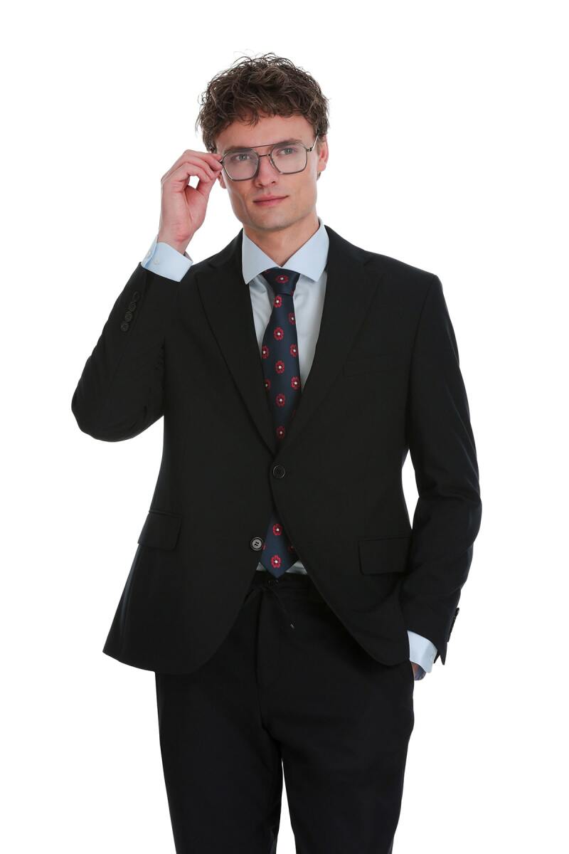 Lacivert Comfort Fit Mono Yaka Klasik Takım Elbise - Hatemoğlu (1)