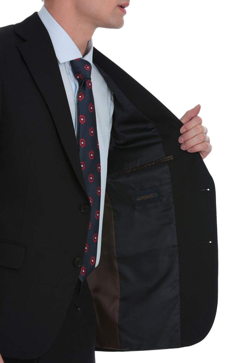 Lacivert Comfort Fit Mono Yaka Klasik Takım Elbise - Hatemoğlu (1)