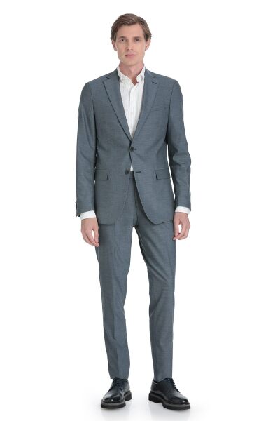 Lacivert Comfort Fit Mono Yaka Klasik Takım Elbise 