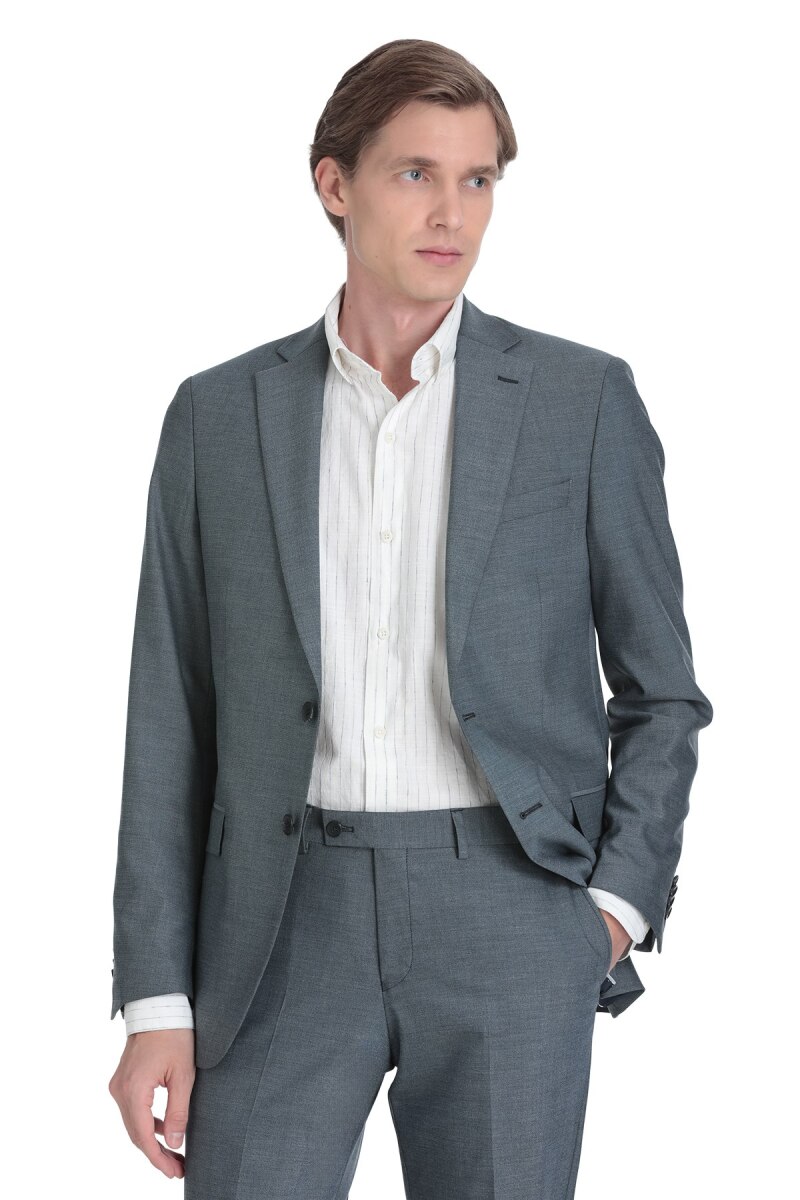 Lacivert Comfort Fit Mono Yaka Klasik Takım Elbise - Hatemoğlu (1)