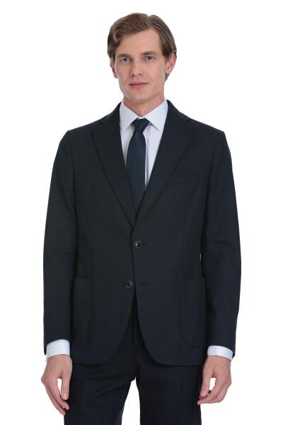 Lacivert Comfort Fit Mono Yaka Klasik Takım Elbise - 2