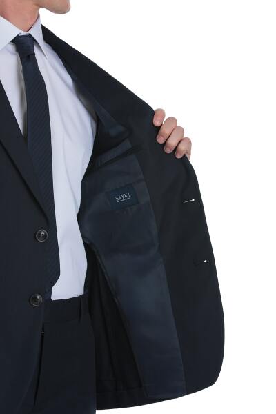 Lacivert Comfort Fit Mono Yaka Klasik Takım Elbise - 6