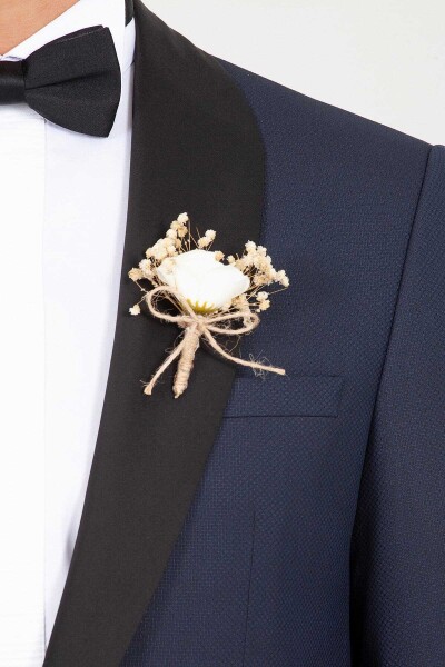 Lacivert Slim Fit Şal Yaka Damatlık - 5